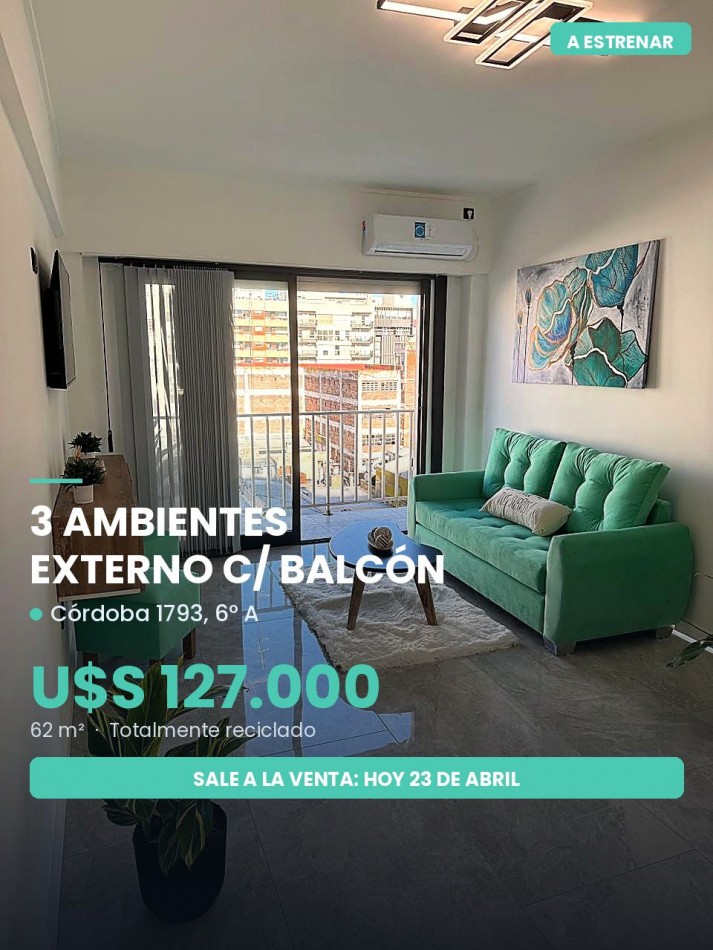 VENTA 3AMB RECICLADO CENTRO BALCON FRENTE 